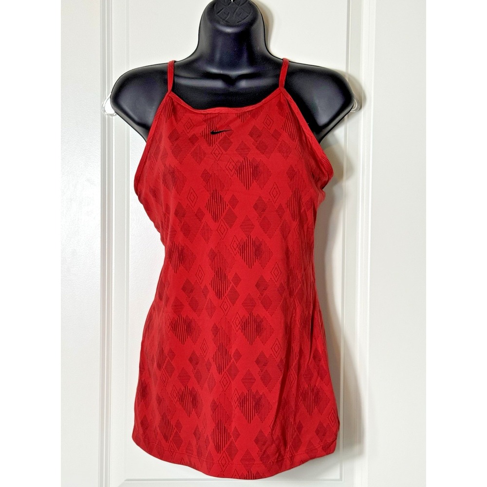 Nike Red Diamond Pattern Athletic‎ Tank Top Women M